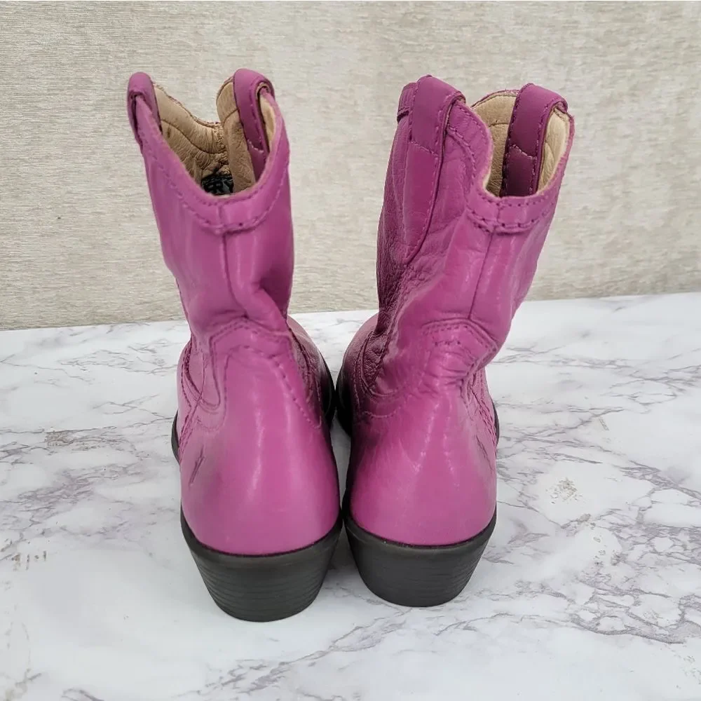 Frye Carson Shortie Youth 2 Purple Eggplant Leather Cowboy Cowgirl Boots